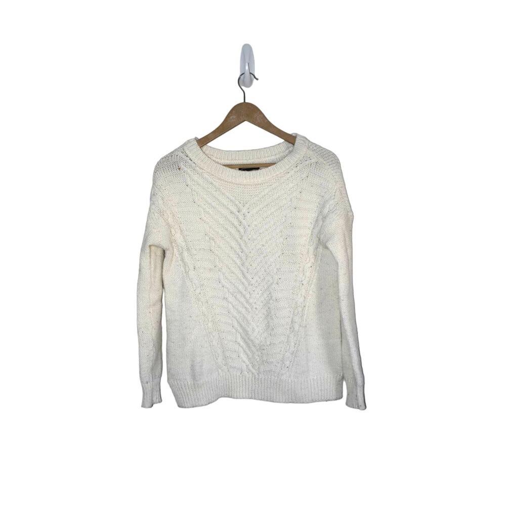 American Eagle Cream Cable Knit Sweater Size S